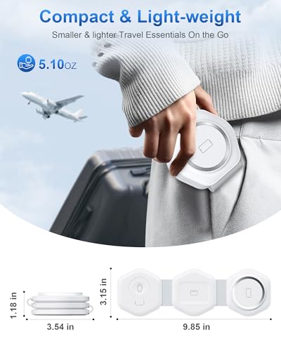 3 in 1 Wireless Charging Station for Apple Devices, Fast Foldable Magnetic Travel Charger, Compatible with MagSafe iPhon