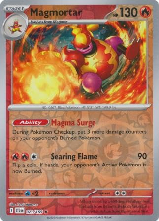 Pokemon Magmortar 021/159 Journey Together Reverse Foil Card for Pokemon Go Trainers Collection